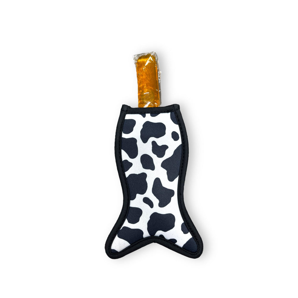 Black and White Cow Print Mermaid Icy Pop Holder - Drink Handlers
