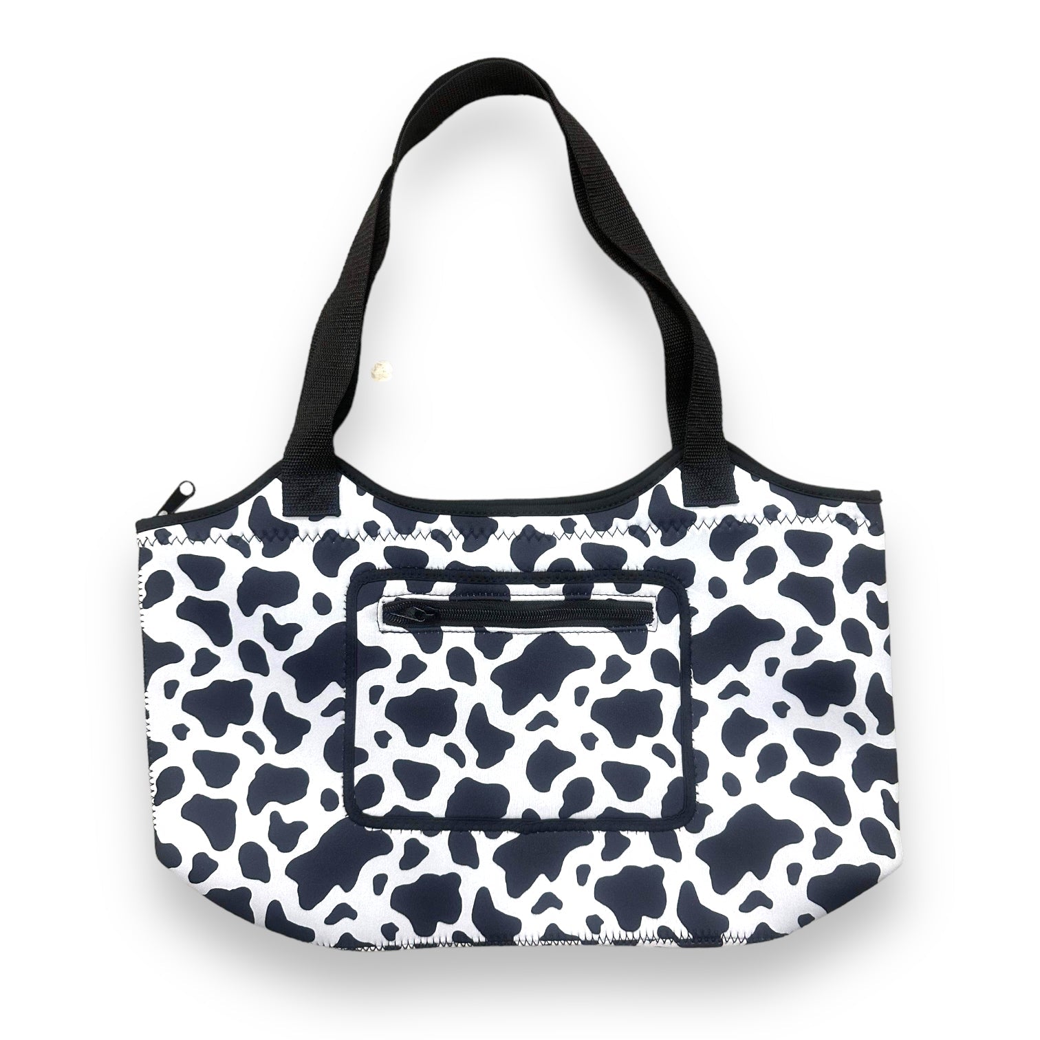 Black purchases & White COW Print Neoprene Tote