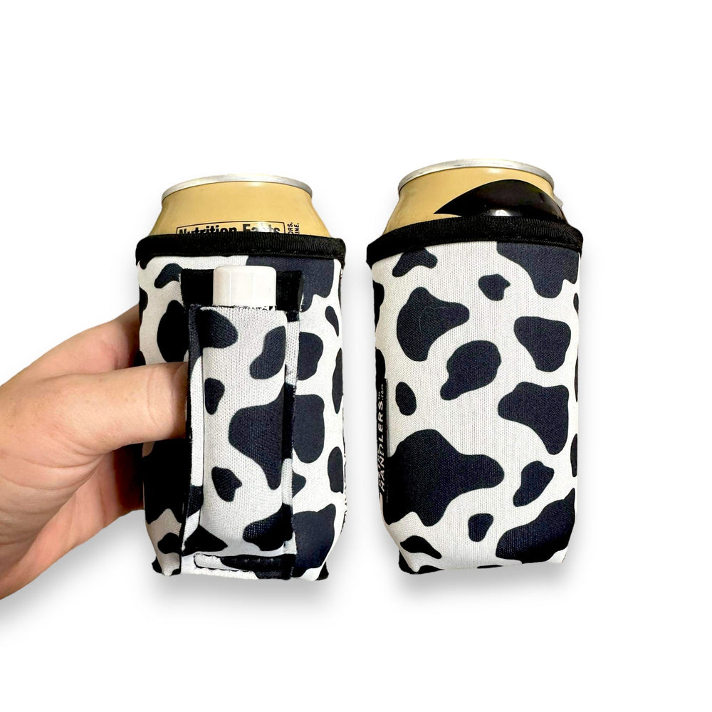 Black & White Cow Print 12oz Stubby Can Handler™ - Drink Handlers
