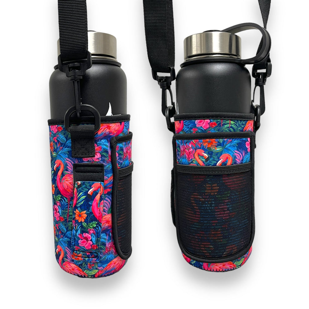 Bright Flamingo 30-40oz Tumbler Handler™ With Carrying Strap - Drink Handlers
