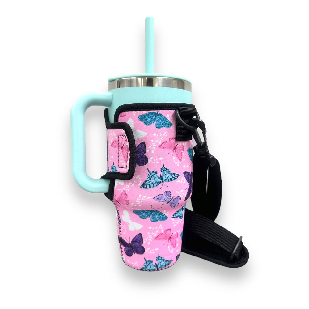 Butterfly 25-35oz Tumbler With Handle Sleeve - Drink Handlers