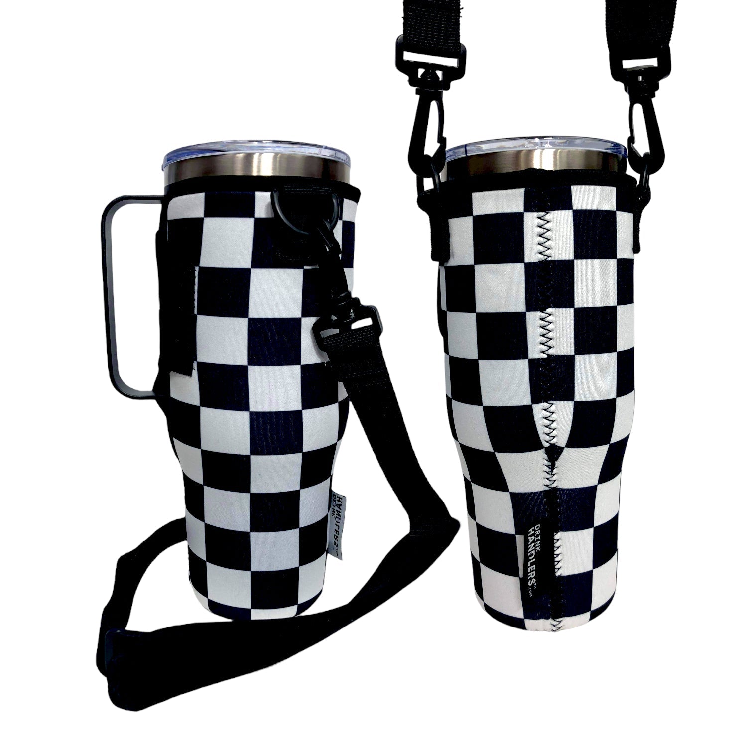 Purple Checkerboard 40 Oz Handle Tumbler