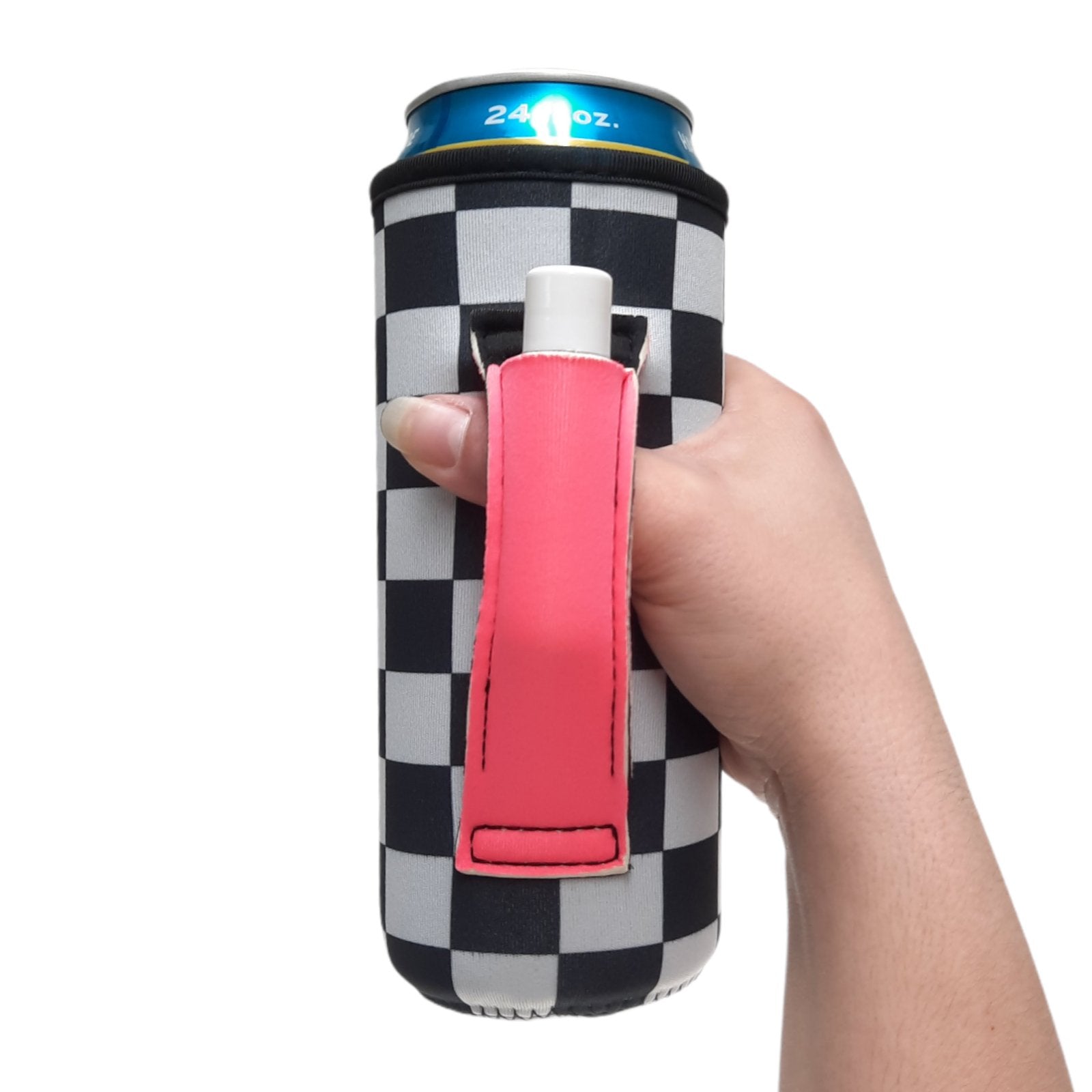 Checkerboard w/ Neon Pink Water Bottle Handler™ – Drink Handlers