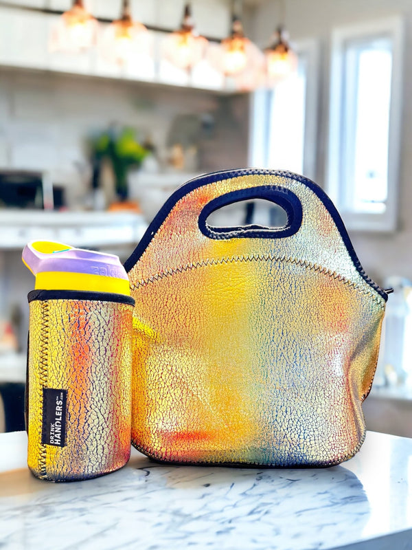 Glimmering Gold Lunch Bag Tote - Drink Handlers