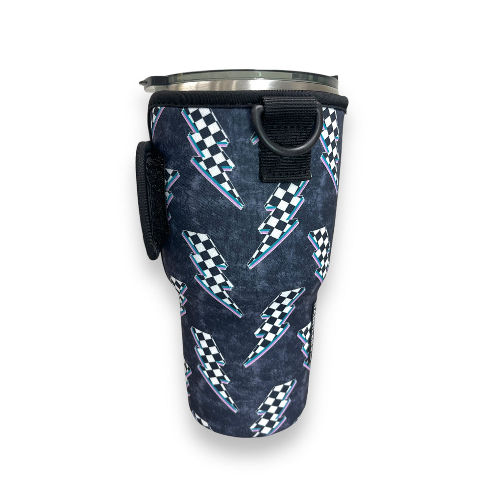 Lightning Bolts 25-35oz Tumbler With Handle Sleeve - Drink Handlers