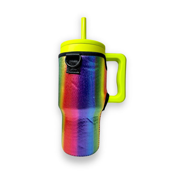 Radiant Rainbow 25-35oz Tumbler With Handle Sleeve - Drink Handlers