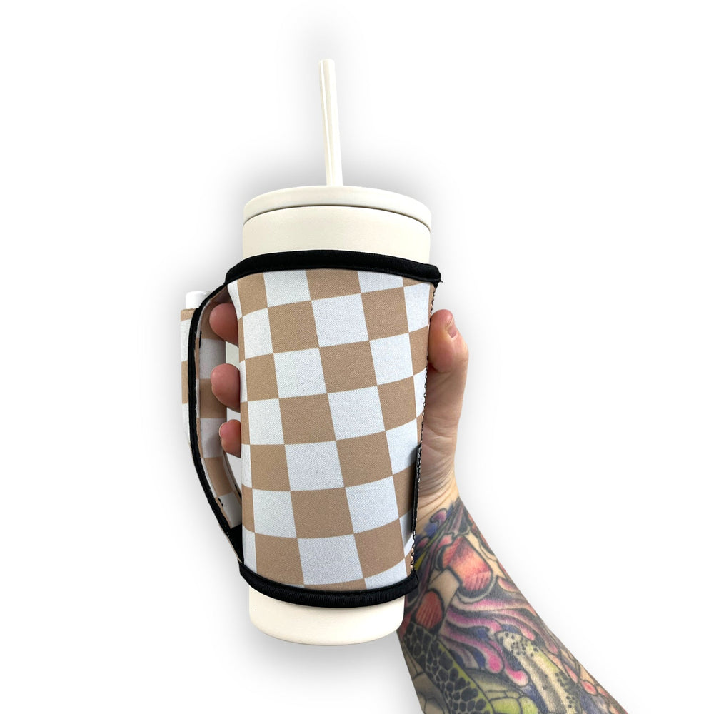 Tan Checkerboard Large / XL Bottomless Handler™ - Drink Handlers