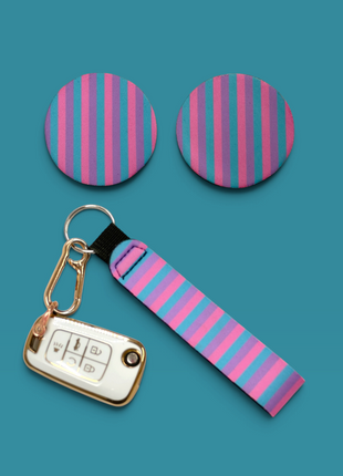 Sugar Stripes Wristlet Keychain