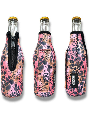 3 - Pack No Pocket 12oz Bottleneck Handler - Blushing Leopard - Drink Handlers
