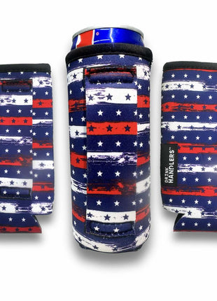 3 - Pack No - Pocket 12oz Slim Can Handler™ Stars and Stripes - Drink Handlers