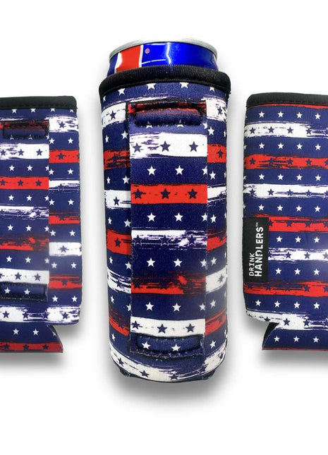 3 - Pack No - Pocket 12oz Slim Can Handler™ Stars and Stripes - Drink Handlers