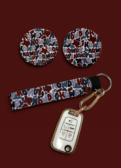 Howdy Texas Neoprene Car Coasters
