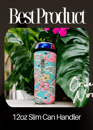 12oz Slim Can Handler™ Hawaiian Flamingo No Pocket