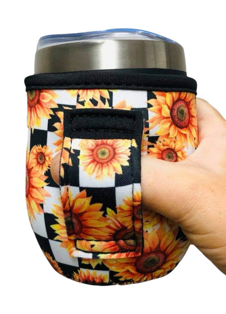 Sunflowers & Checkers 12oz Wine Tumbler Handler