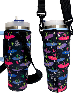 Aliens 40oz Tumbler With Handle Sleeve - Drink Handlers