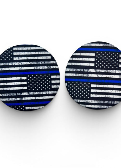 Back The Blue Neoprene Car Coasters - Drink Handlers