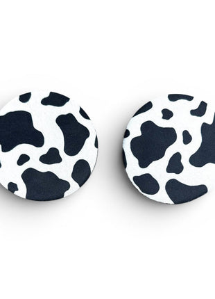 Black and White Cow Print Neoprene Car Coasters - Drink Handlers