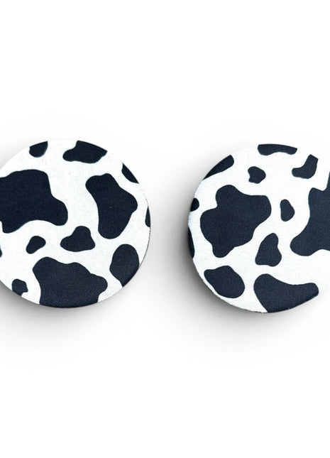 Black and White Cow Print Neoprene Car Coasters - Drink Handlers