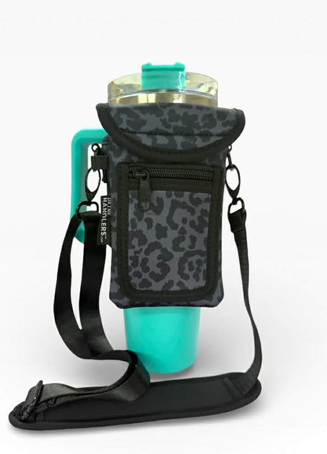 Black Leopard Wrap Around Drink Pocket - Drink Handlers