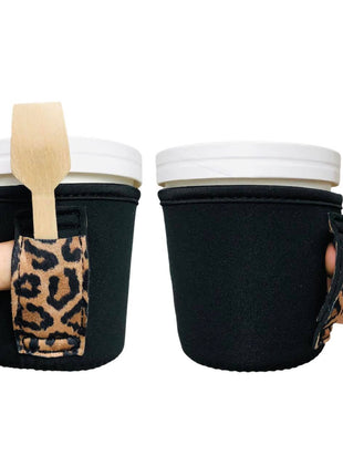 Black w/ Leopard Pint Size Ice Cream Handler™ - Drink Handlers