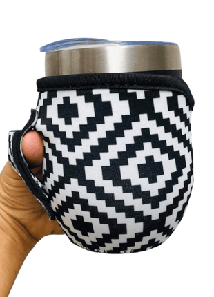 Black & White Aztec 12oz Wine Tumbler Handler™ - Limited Edition* - Drink Handlers