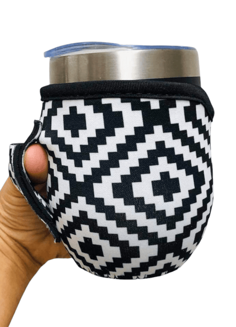 Black & White Aztec 12oz Wine Tumbler Handler™ - Limited Edition* - Drink Handlers