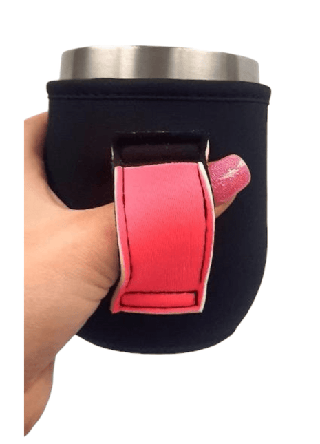 Black with Neon Pink 12oz Wine Tumbler Handler™ - Drink Handlers