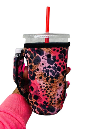 Blushing Leopard 16oz PINT Glass / Medium Fountain Drinks and Tumbler Handlers™ - Drink Handlers