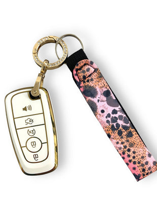 Blushing Leopard Wristlet Keychain - Drink Handlers