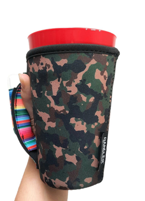 Camo w/ Serape 16oz PINT Glass / Medium Fountain Drinks and Tumbler Handlers™ - Drink Handlers