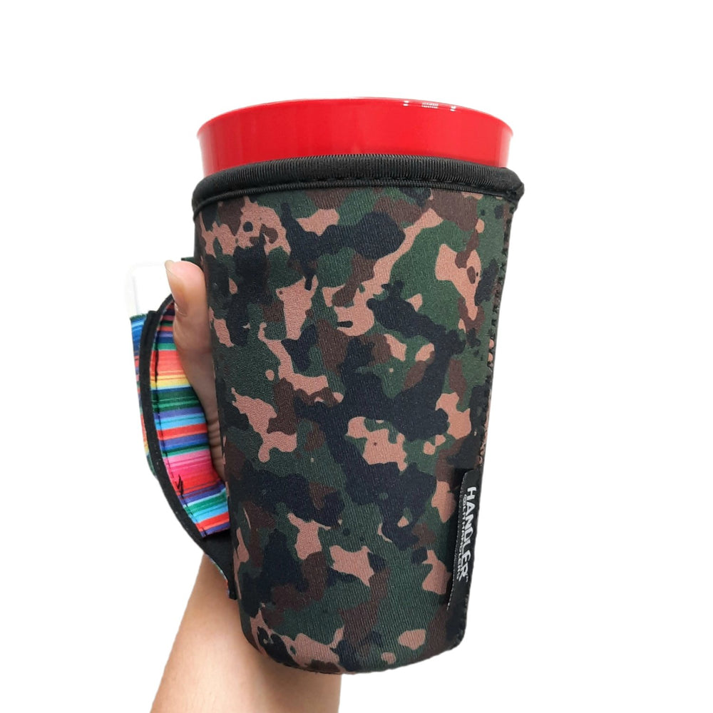 Camo w/ Serape 16oz PINT Glass / Medium Fountain Drinks and Tumbler Handlers™ - Drink Handlers