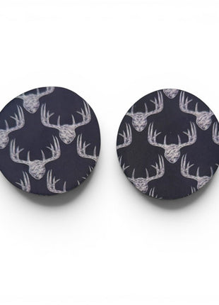Chalkboard Antlers Neoprene Car Coasters - Drink Handlers