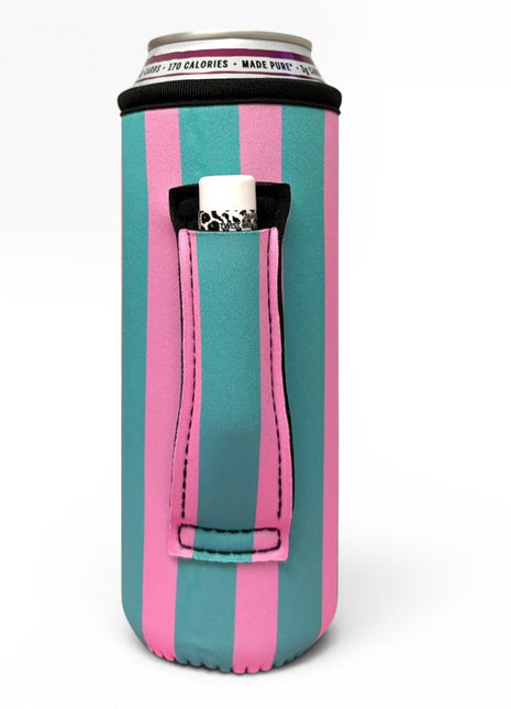 Cotton Candy Stripes 16 - 24oz Soda & Water Bottle / Tallboy Can Handler™ - Drink Handlers