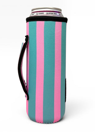 Cotton Candy Stripes 16 - 24oz Soda & Water Bottle / Tallboy Can Handler™ - Drink Handlers