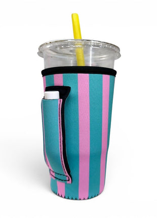 Cotton Candy Stripes 20oz Large Coffee / Tea / Tumbler Handler™ - Drink Handlers