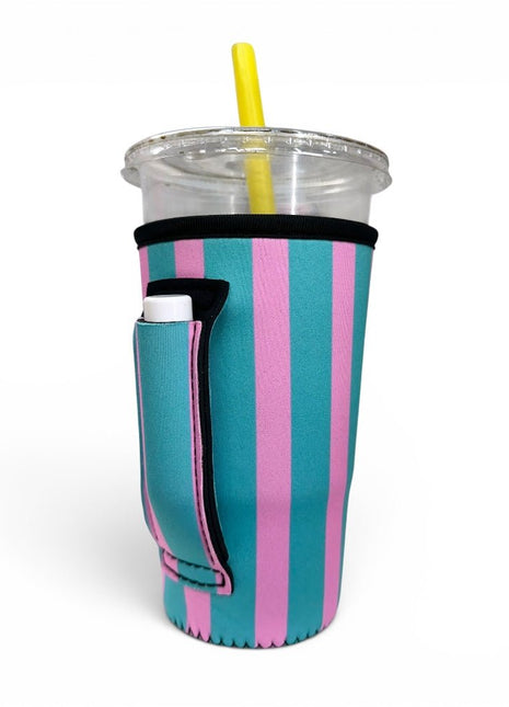 Cotton Candy Stripes 20oz Large Coffee / Tea / Tumbler Handler™ - Drink Handlers