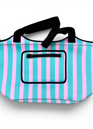 Cotton Candy Stripes Neoprene Beach Tote - Drink Handlers