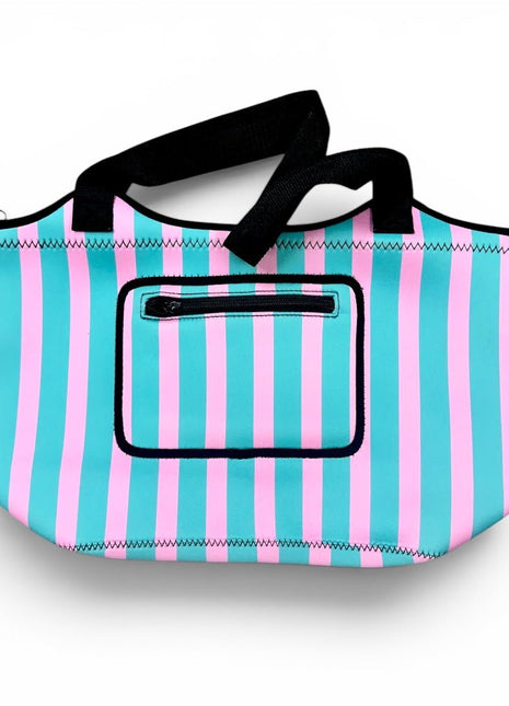 Cotton Candy Stripes Neoprene Beach Tote - Drink Handlers