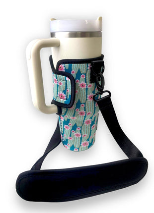 Green Cactus 25-35oz Tumbler With Handle Sleeve - Drink Handlers