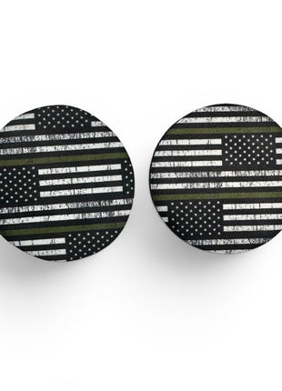 Green Line Neoprene Car Coasters - Drink Handlers