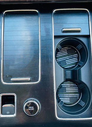 Green Line Neoprene Car Coasters - Drink Handlers