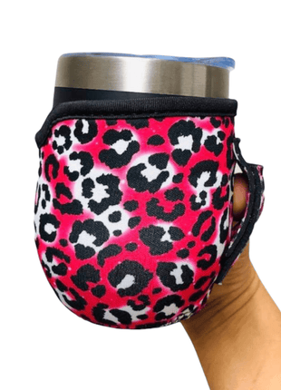 Hot Pink Leopard 12oz Wine Tumbler Handler - Drink Handlers