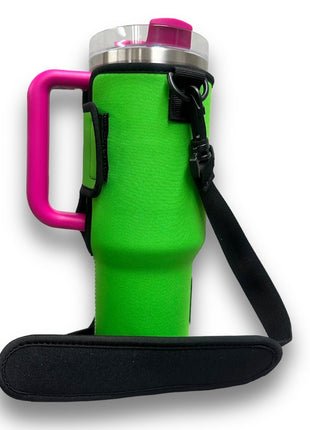 Kelly Green 40oz Tumbler With Handle Sleeve - Drink Handlers