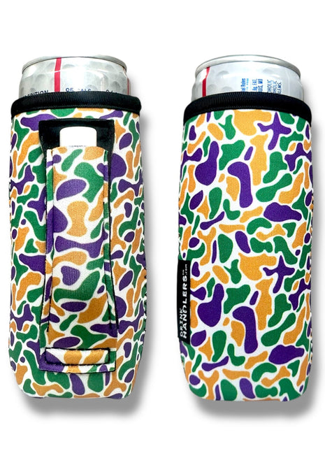 Mardi Gras Camo 12 - 16oz Slim Can Handler™ - Drink Handlers