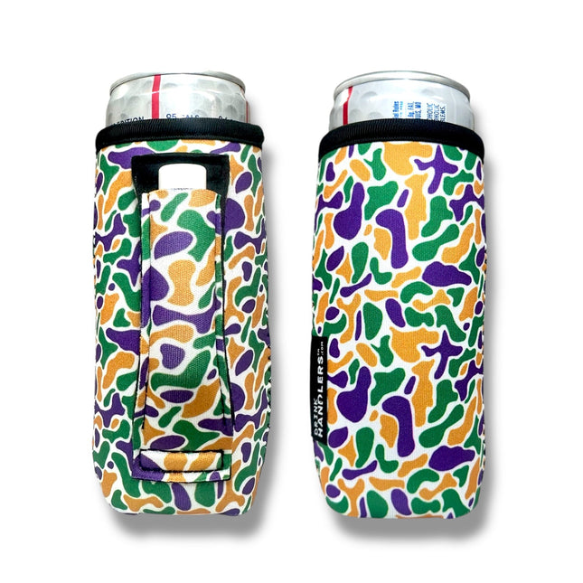 Mardi Gras Camo 12 - 16oz Slim Can Handler™ - Drink Handlers