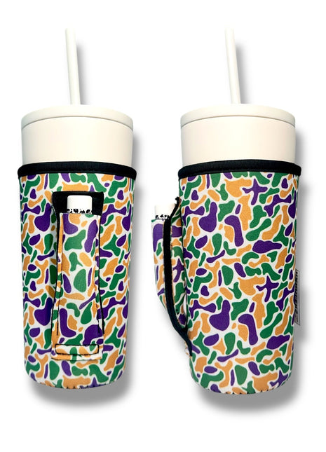 Mardi Gras Camo 20oz Large Coffee / Tea / Tumbler Handler™ - Drink Handlers