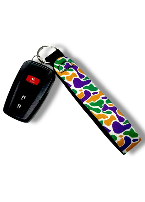 Mardi Gras Camo Wristlet Keychain - Drink Handlers