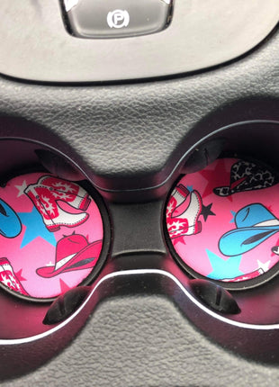 Nashville Cowgirl Neoprene Car Coasters - Drink Handlers