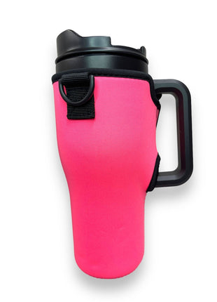 Neon Pink 25-35oz Tumbler With Handle Sleeve - Drink Handlers