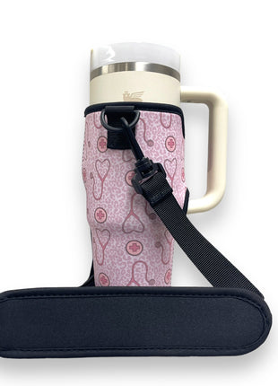 Nurse Leopard 25-35oz Tumbler With Handle Sleeve - Drink Handlers